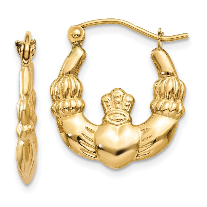 Lovely Rita's Earrings 14k Yellow Gold Polished Claddagh Hoop Earrings