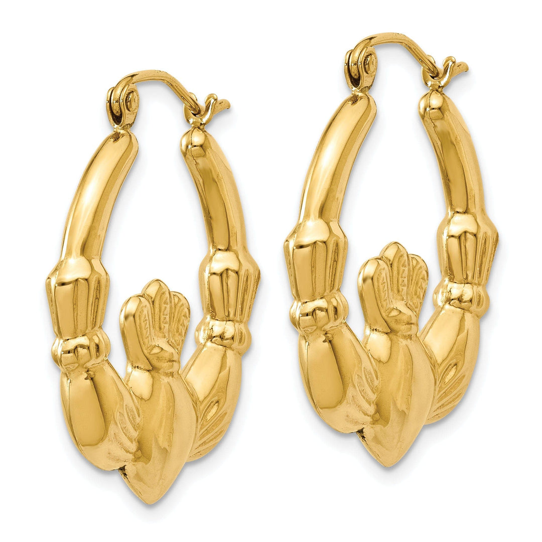 Lovely Rita's Earrings 14k Yellow Gold Polished Claddagh Hoop Earrings