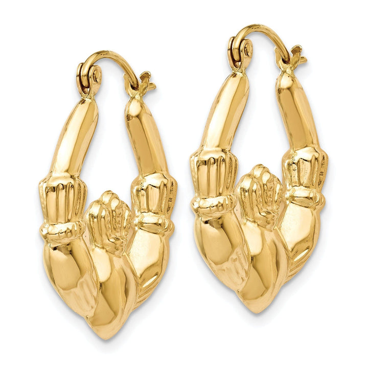 Lovely Rita's Earrings 14k Yellow Gold Polished Claddagh Hoop Earrings