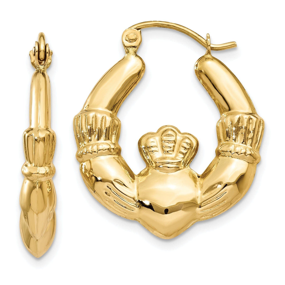 Lovely Rita's Earrings 14k Yellow Gold Polished Claddagh Hoop Earrings