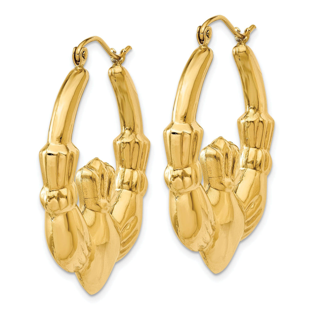 Lovely Rita's Earrings 14k Yellow Gold Polished Claddagh Hoop Earrings