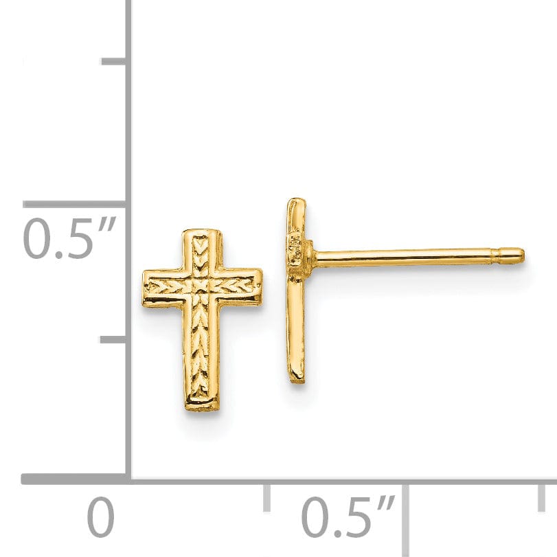Lovely Rita's Earrings 14k Yellow Gold Polished Cross Earrings