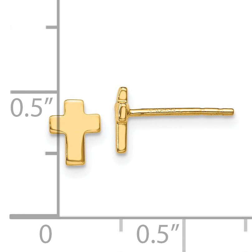 Lovely Rita's Earrings 14k Yellow Gold Polished Cross Post Earrings