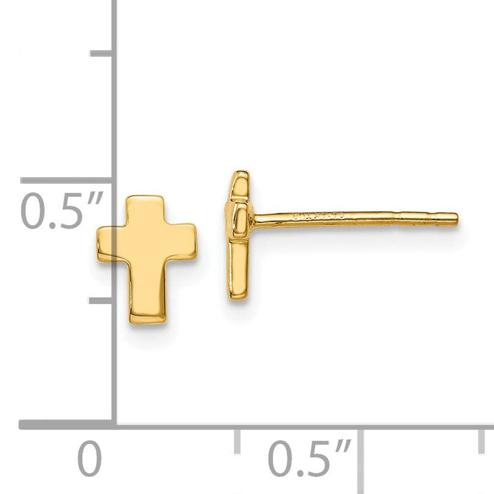 Lovely Rita's Earrings 14k Yellow Gold Polished Cross Post Earrings