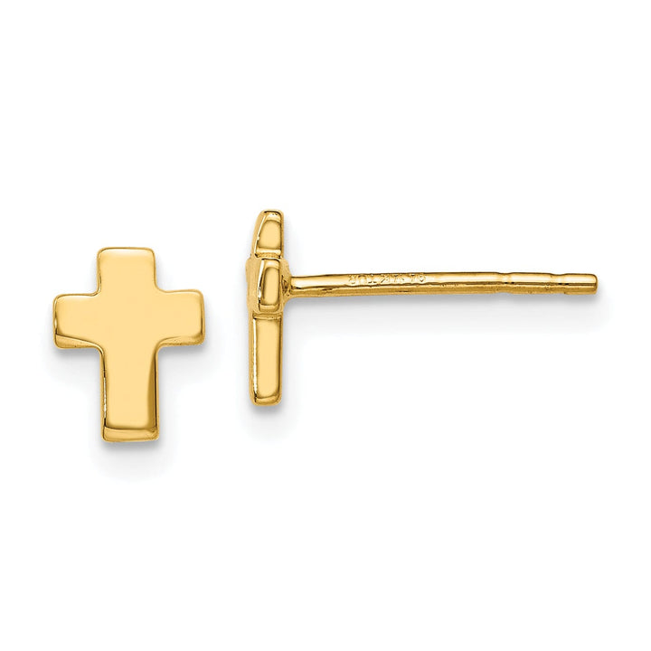 Lovely Rita's Earrings 14k Yellow Gold Polished Cross Post Earrings
