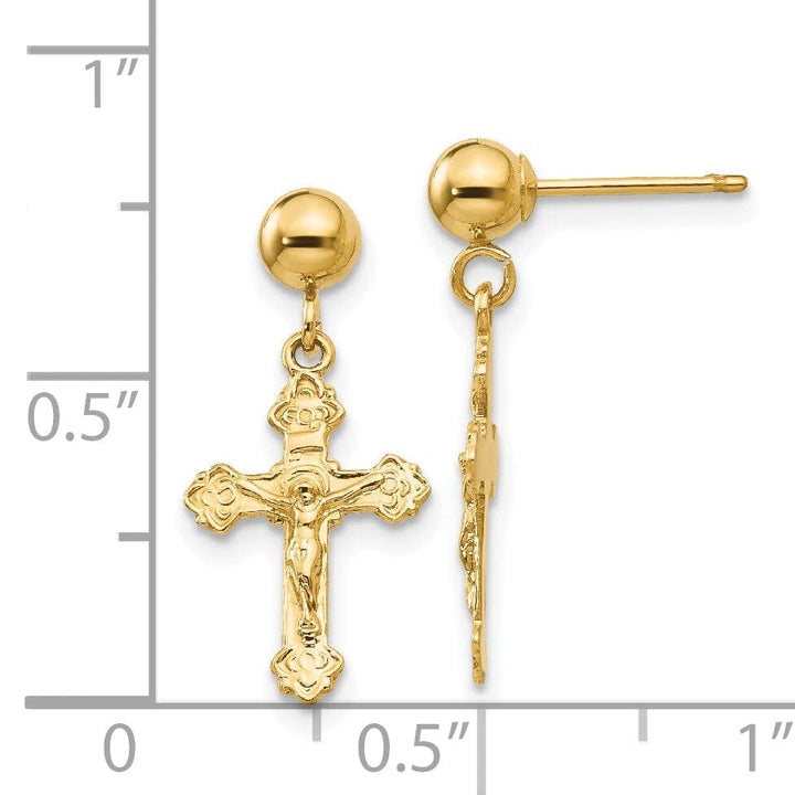 Lovely Rita's Earrings 14k Yellow Gold Polished Crucifix Post Earrings