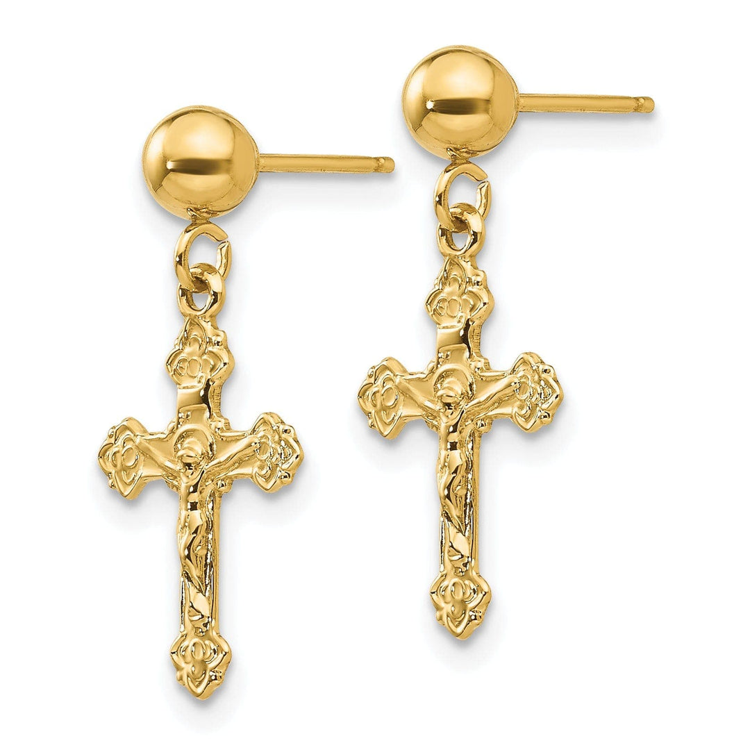 Lovely Rita's Earrings 14k Yellow Gold Polished Crucifix Post Earrings