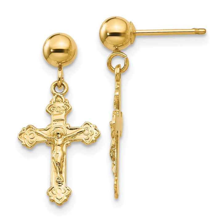 Lovely Rita's Earrings 14k Yellow Gold Polished Crucifix Post Earrings