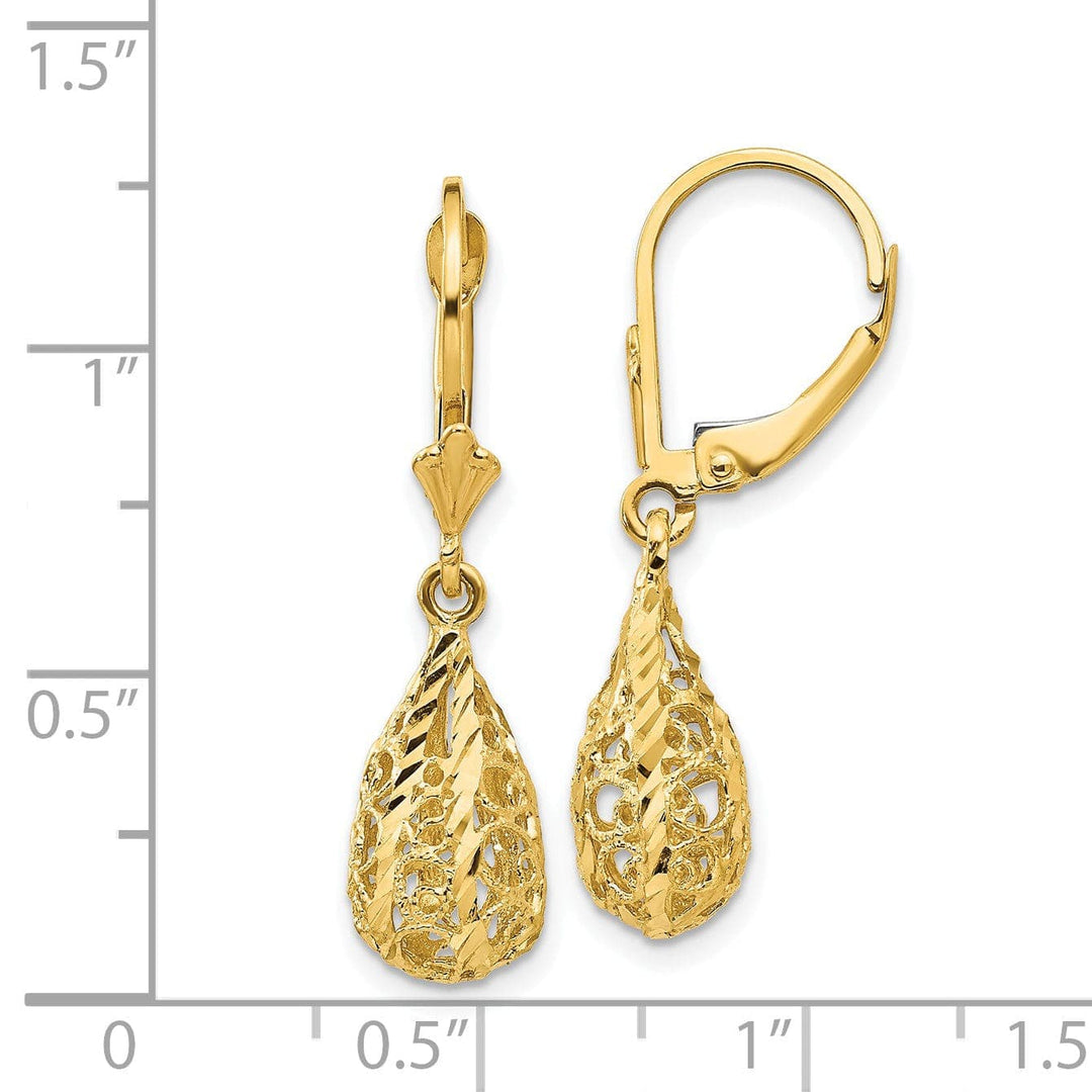 Lovely Rita's Earrings 14k Yellow Gold Polished D-C Filigree Earrings
