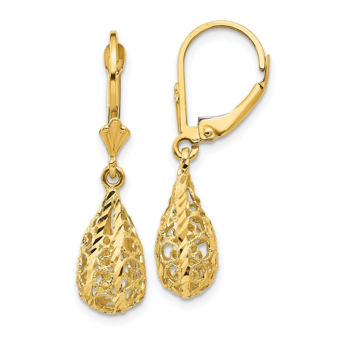 Lovely Rita's Earrings 14k Yellow Gold Polished D-C Filigree Earrings
