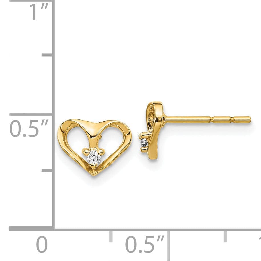 Lovely Rita's Earrings 14k Yellow Gold Polished Diamond Heart Earrings