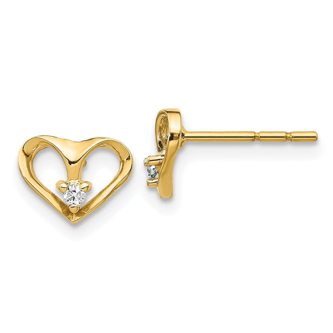 Lovely Rita's Earrings 14k Yellow Gold Polished Diamond Heart Earrings