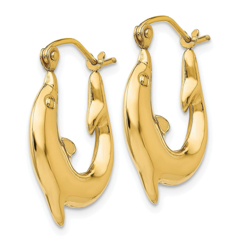 Lovely Rita's Earrings 14k Yellow Gold Polished Dolphin Hoop Earrings