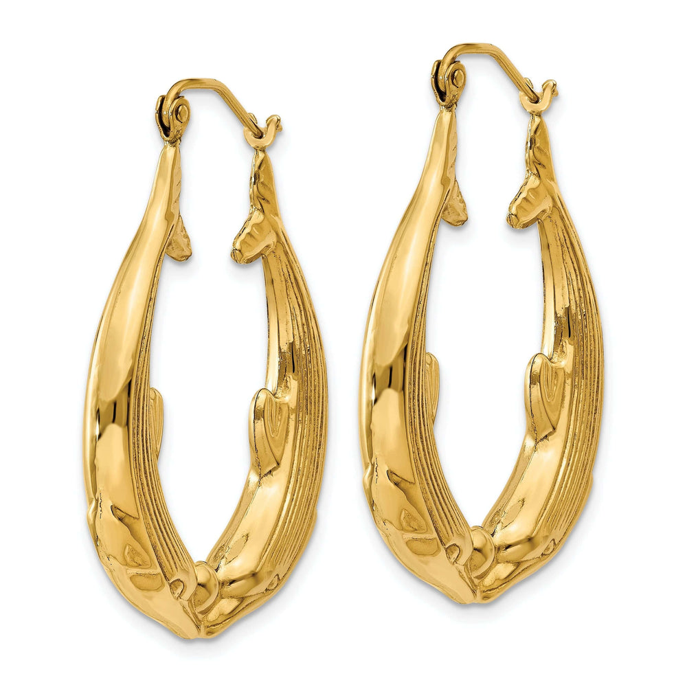Lovely Rita's Earrings 14k Yellow Gold Polished Dolphin Hoop Earrings