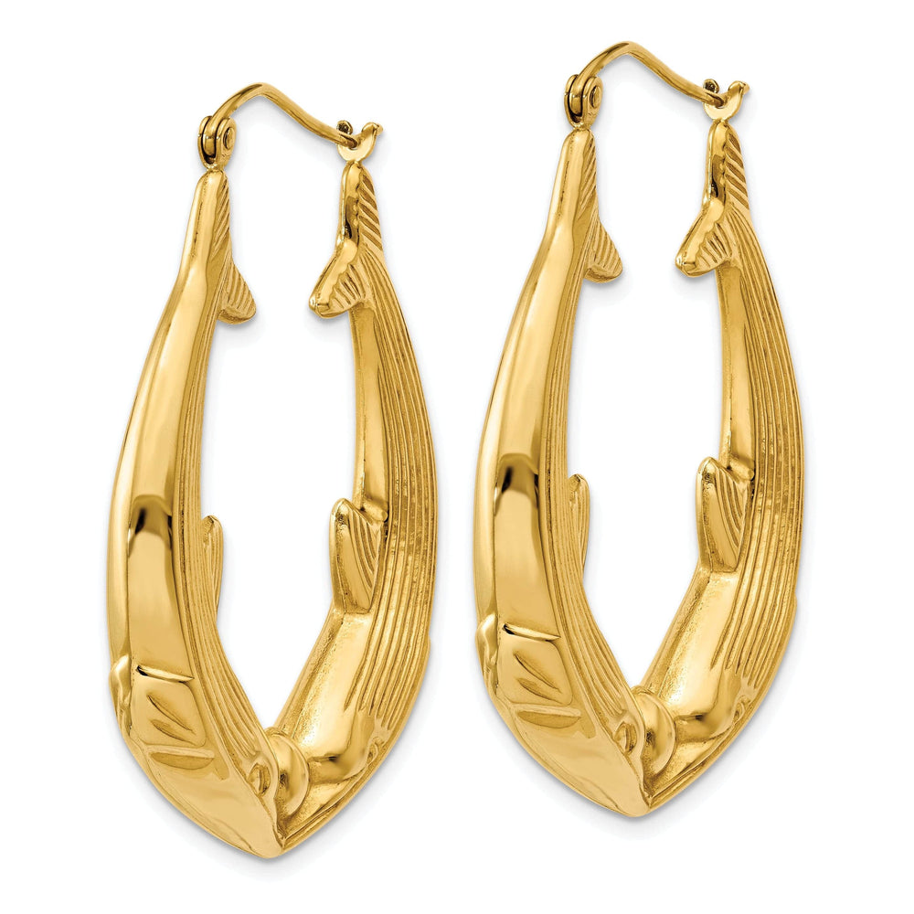Lovely Rita's Earrings 14k Yellow Gold Polished Dolphin Hoop Earrings