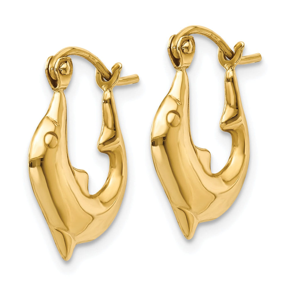 Lovely Rita's Earrings 14k Yellow Gold Polished Dolphin Hoop Earrings