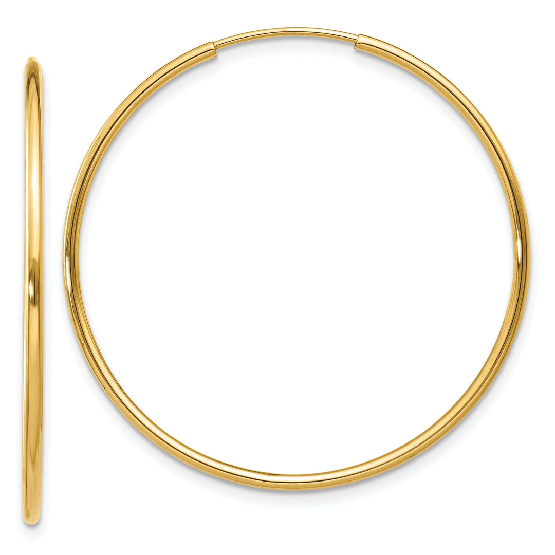 Lovely Rita's Earrings 14k Yellow Gold Polished Endless Hoops 1.25mm x 34.5mm