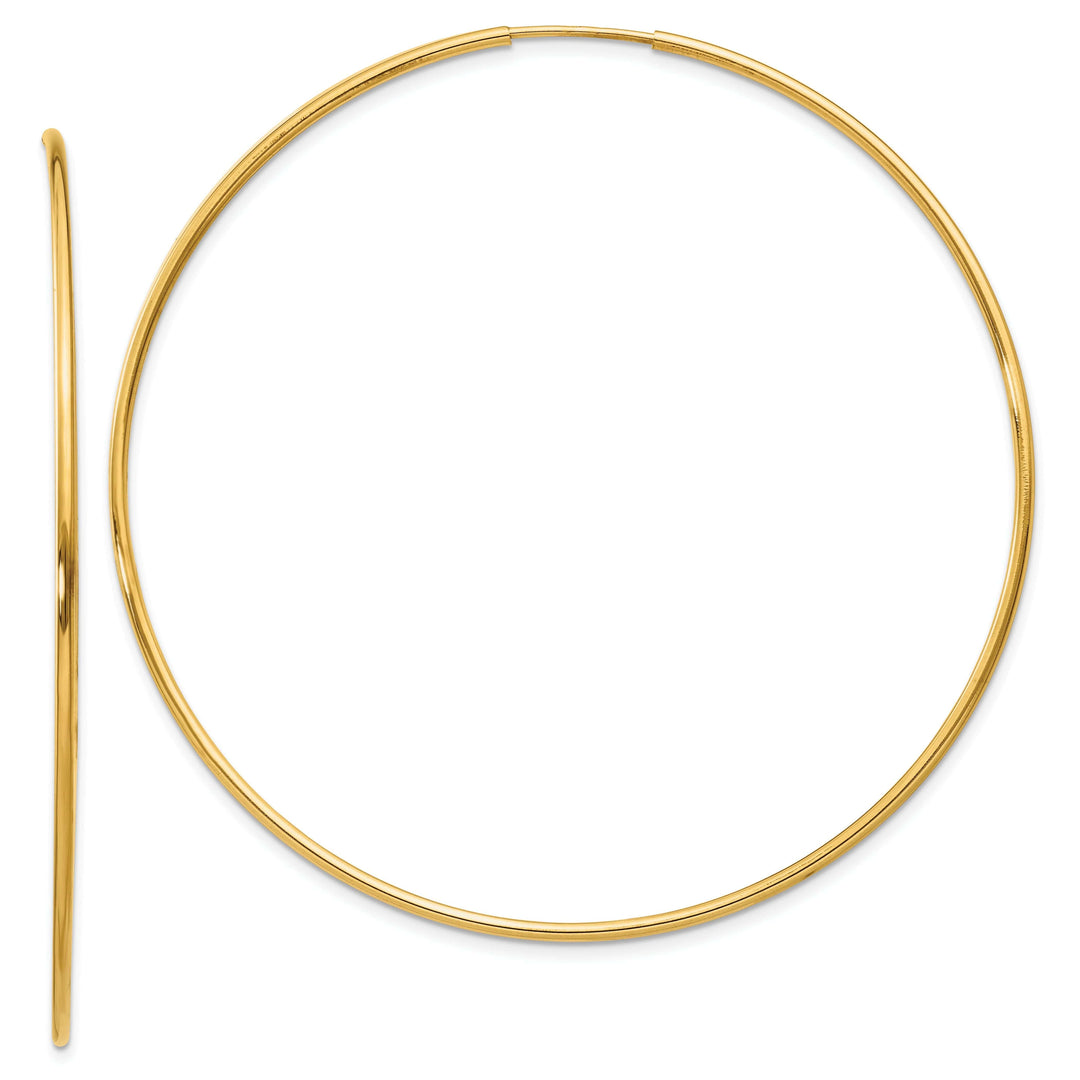 Lovely Rita's Earrings 14k Yellow Gold Polished Endless Hoops 1.25mm x 60mm