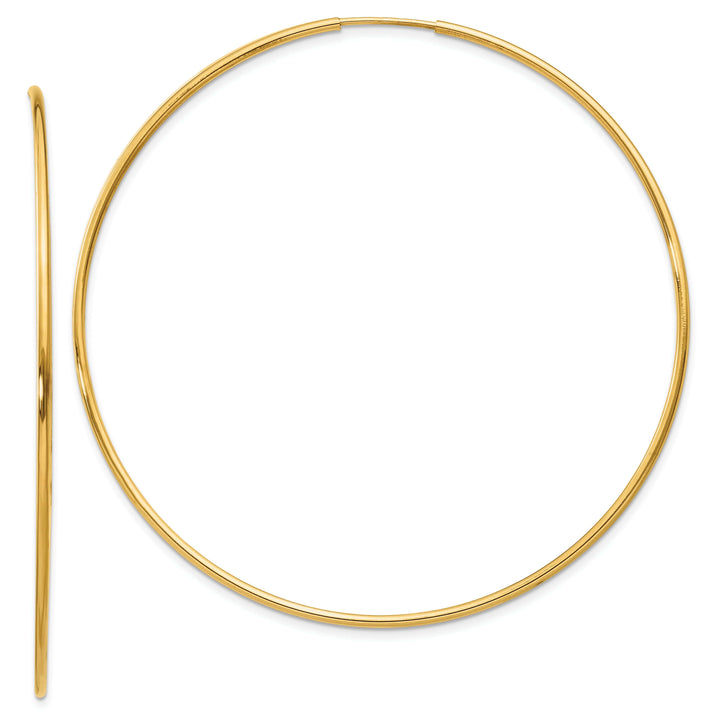 Lovely Rita's Earrings 14k Yellow Gold Polished Endless Hoops 1.25mm x 60mm