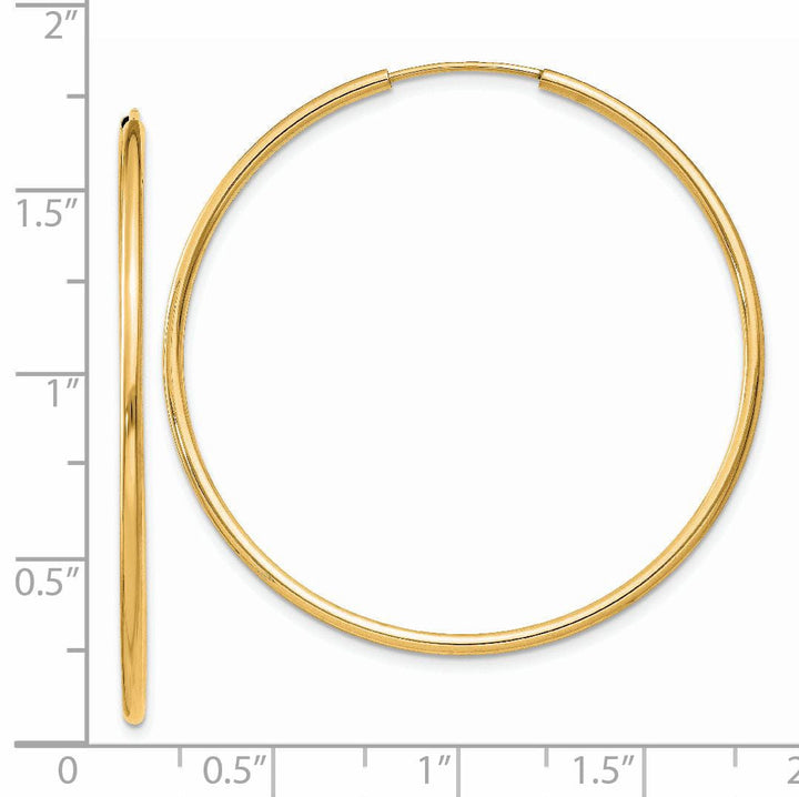 Lovely Rita's Earrings 14k Yellow Gold Polished Endless Hoops 1.5mm x 40.5mm