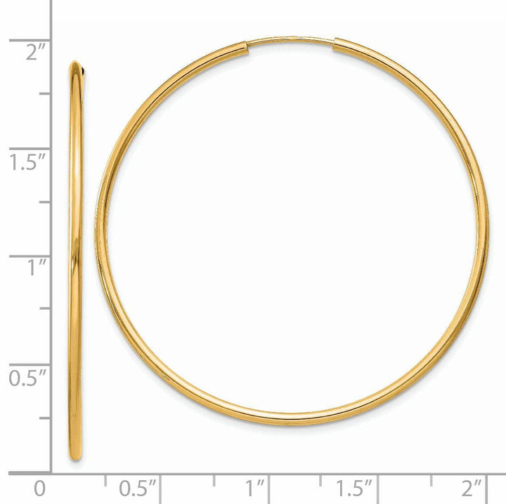 Lovely Rita's Earrings 14k Yellow Gold Polished Endless Hoops 1.5mm x 45mm