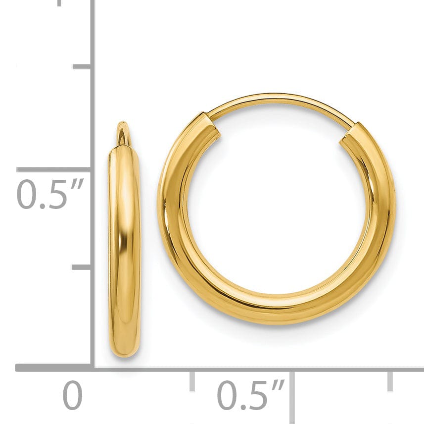 Lovely Rita's Earrings 14k Yellow Gold Polished Endless Hoops 2mm x 16mm