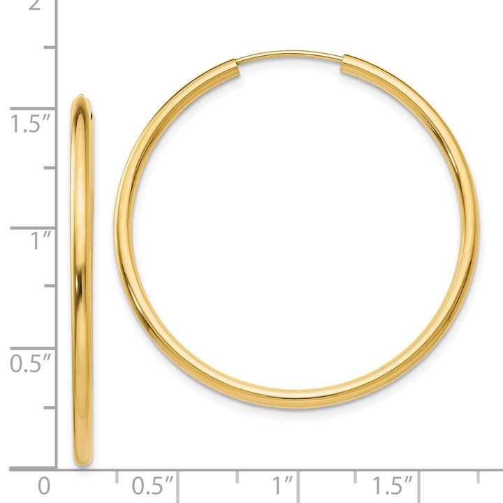 Lovely Rita's Earrings 14k Yellow Gold Polished Endless Hoops 2mm x 40mm