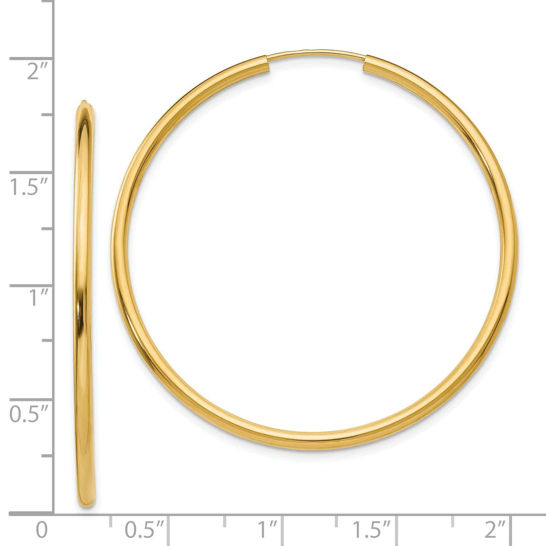 Lovely Rita's Earrings 14k Yellow Gold Polished Endless Hoops 2mm x 45mm