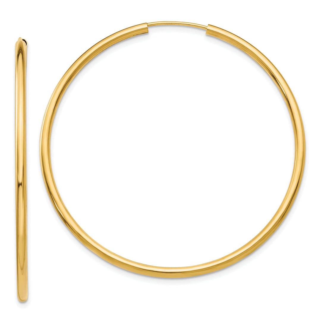 Lovely Rita's Earrings 14k Yellow Gold Polished Endless Hoops 2mm x 50mm