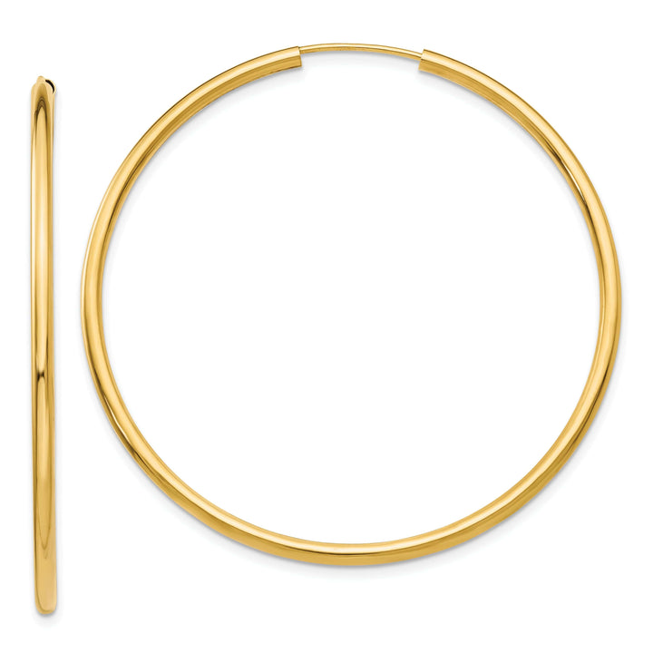 Lovely Rita's Earrings 14k Yellow Gold Polished Endless Hoops 2mm x 50mm