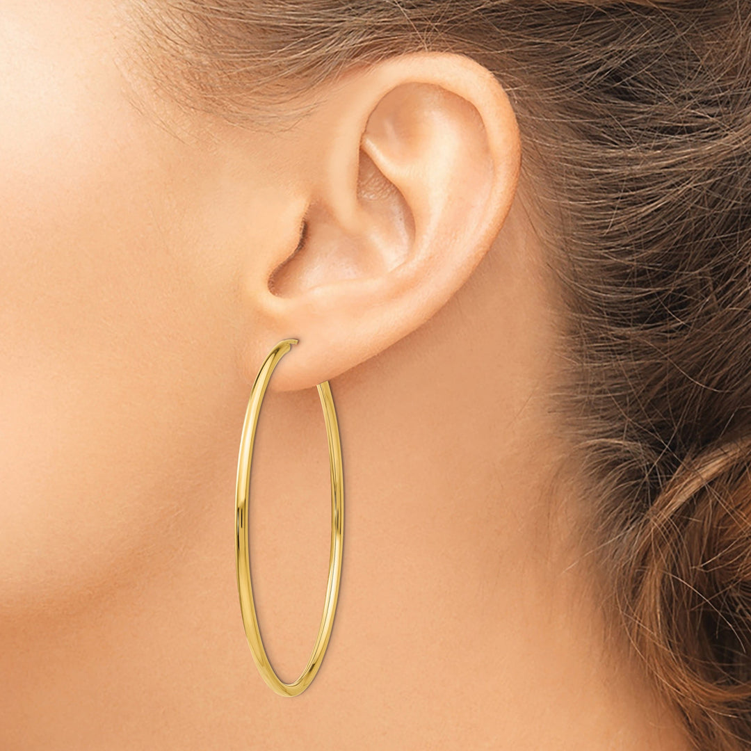 Lovely Rita's Earrings 14k Yellow Gold Polished Endless Hoops 2mm x 54mm