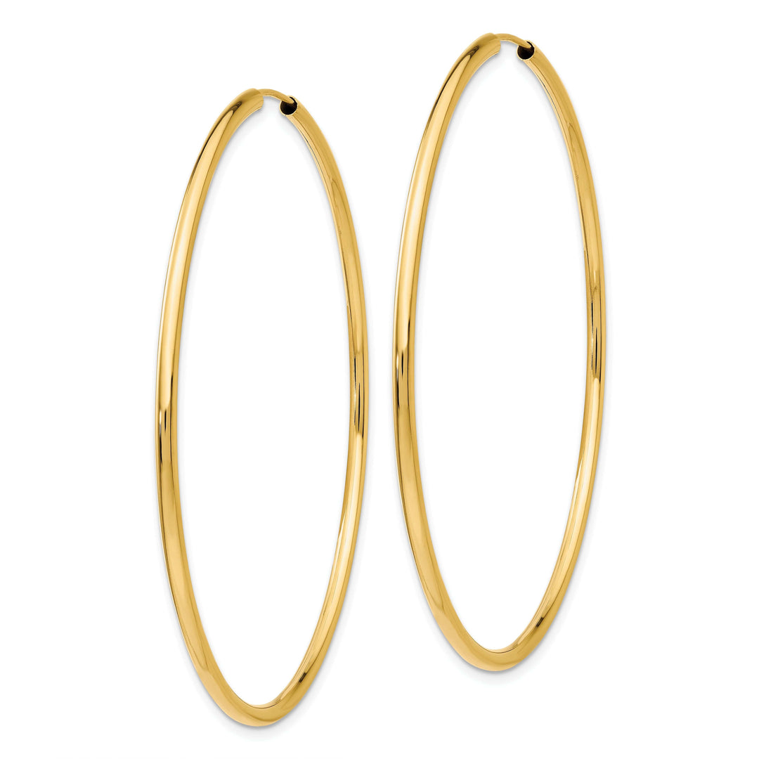 Lovely Rita's Earrings 14k Yellow Gold Polished Endless Hoops 2mm x 60mm