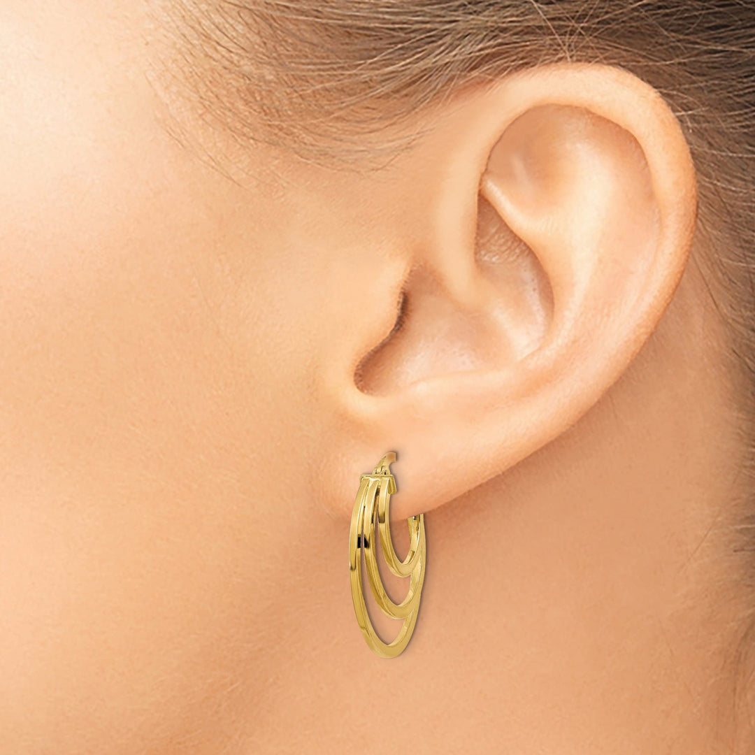 Lovely Rita's Earrings 14k Yellow Gold Polished Fancy 3 Hoop Earrings