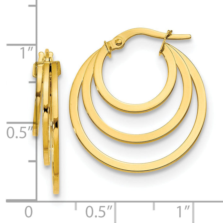 Lovely Rita's Earrings 14k Yellow Gold Polished Fancy 3 Hoop Earrings