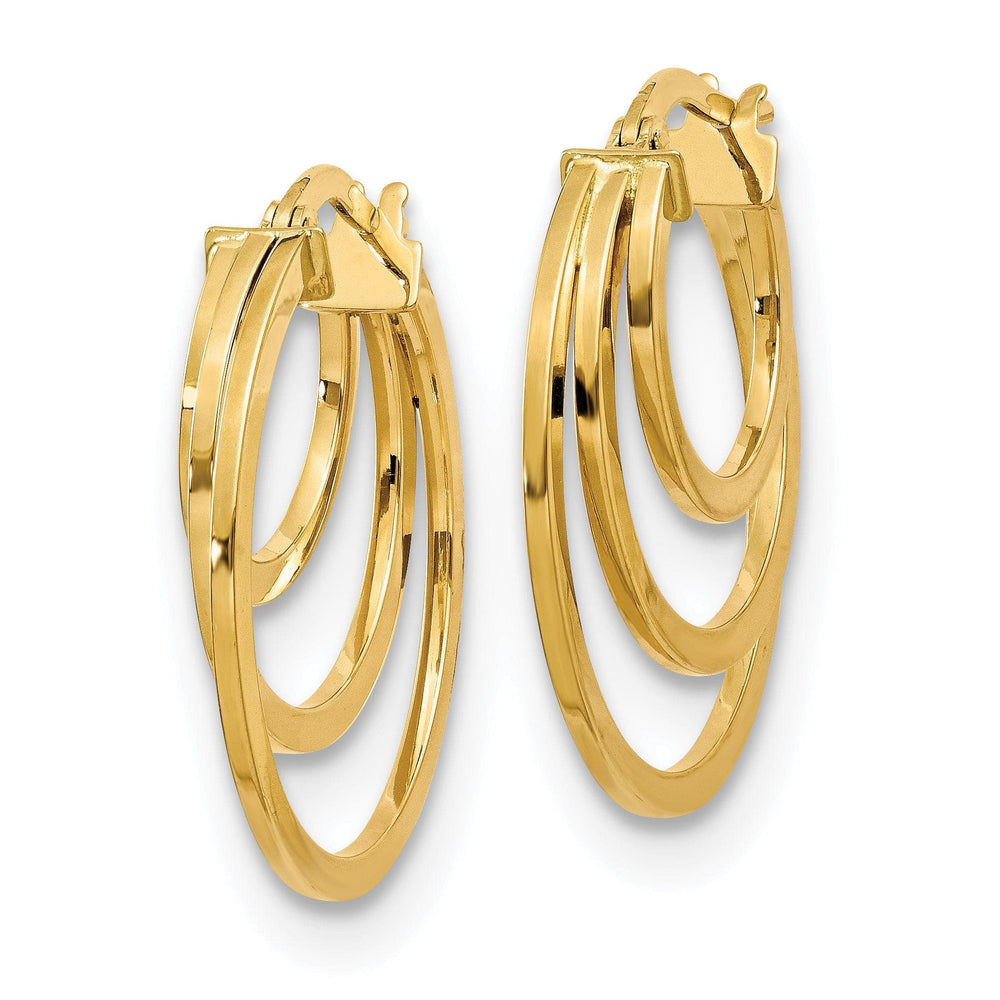Lovely Rita's Earrings 14k Yellow Gold Polished Fancy 3 Hoop Earrings
