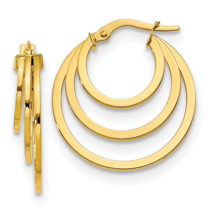 Lovely Rita's Earrings 14k Yellow Gold Polished Fancy 3 Hoop Earrings