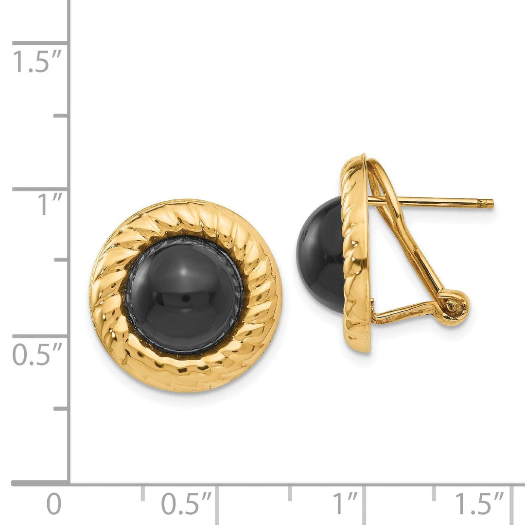 Lovely Rita's Earrings 14k Yellow Gold Polished Fancy Onyx Earrings