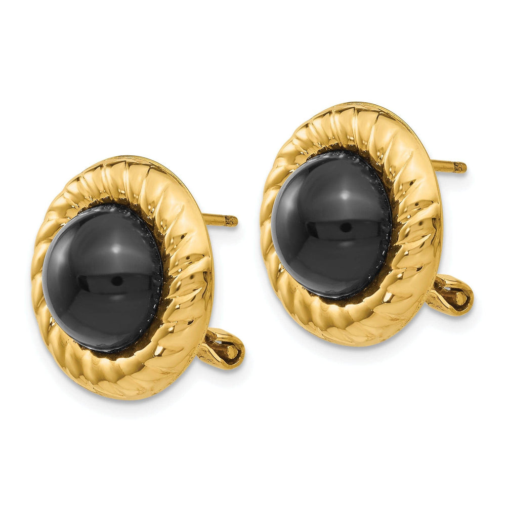 Lovely Rita's Earrings 14k Yellow Gold Polished Fancy Onyx Earrings