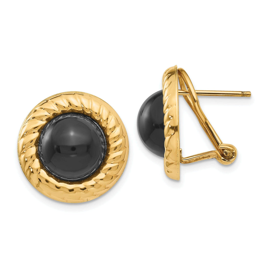 Lovely Rita's Earrings 14k Yellow Gold Polished Fancy Onyx Earrings
