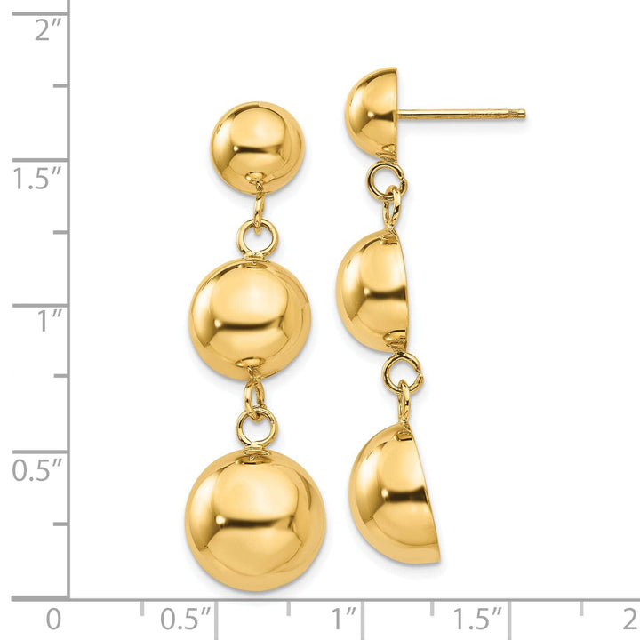 Lovely Rita's Earrings 14k Yellow Gold Polished Half Ball Dangle Earring