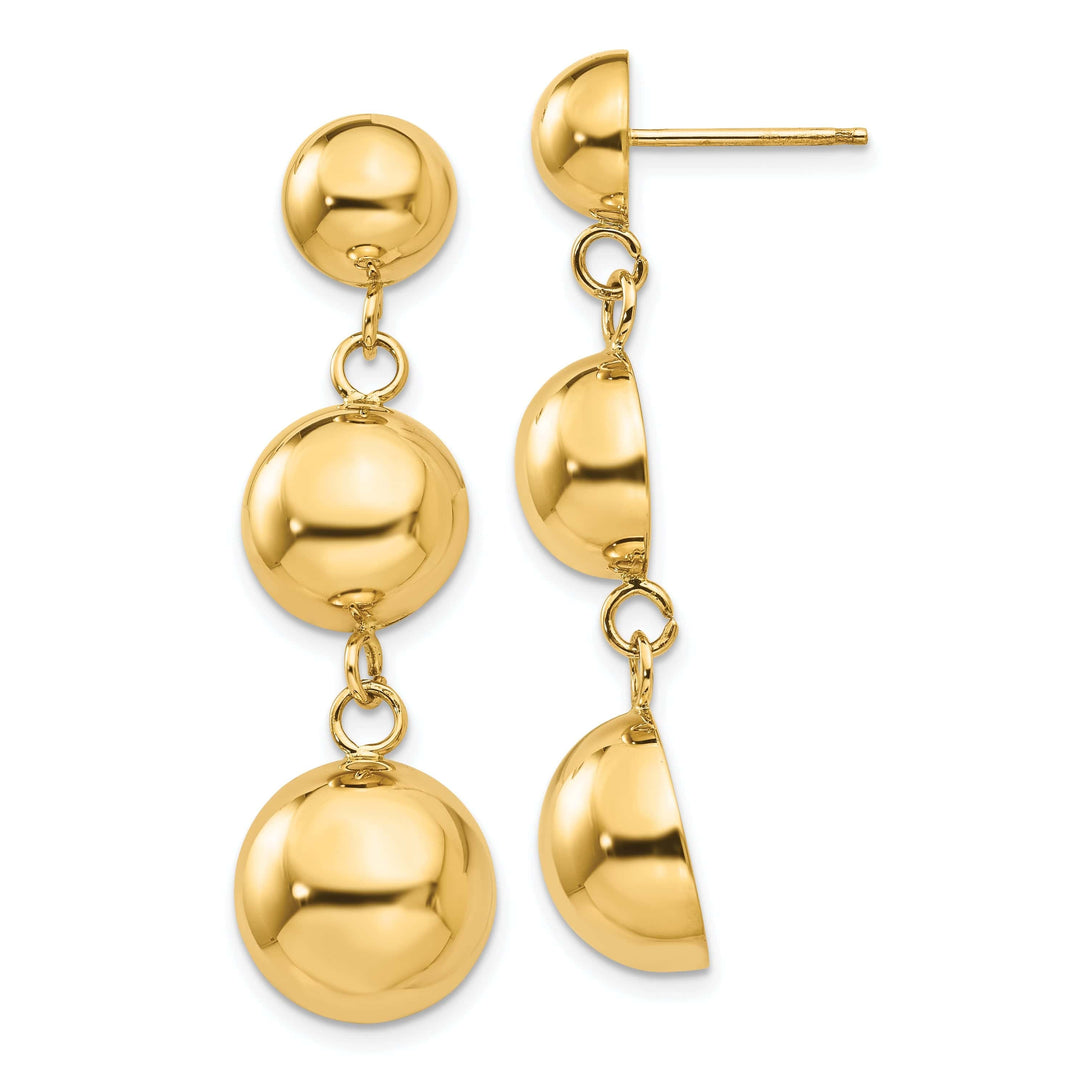 Lovely Rita's Earrings 14k Yellow Gold Polished Half Ball Dangle Earring