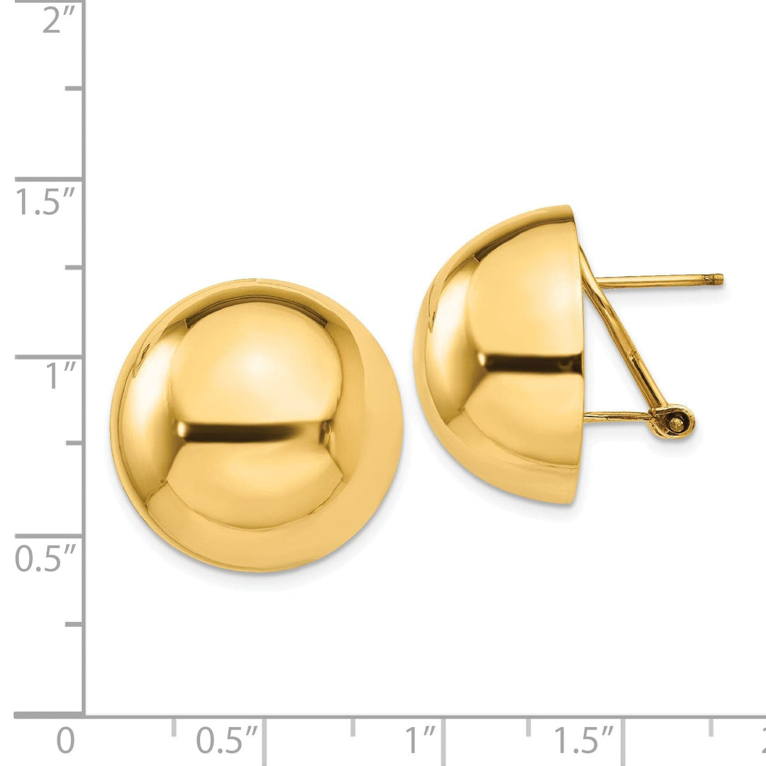 Lovely Rita's Earrings 14k Yellow Gold Polished Half Ball Omega Back Post Earrings