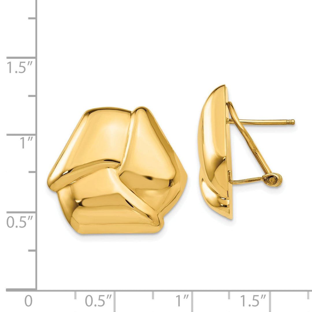 Lovely Rita's Earrings 14k Yellow Gold Polished Knot Omega Back Post Earrings