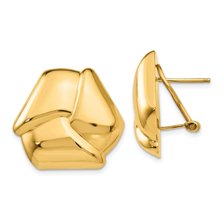 Lovely Rita's Earrings 14k Yellow Gold Polished Knot Omega Back Post Earrings
