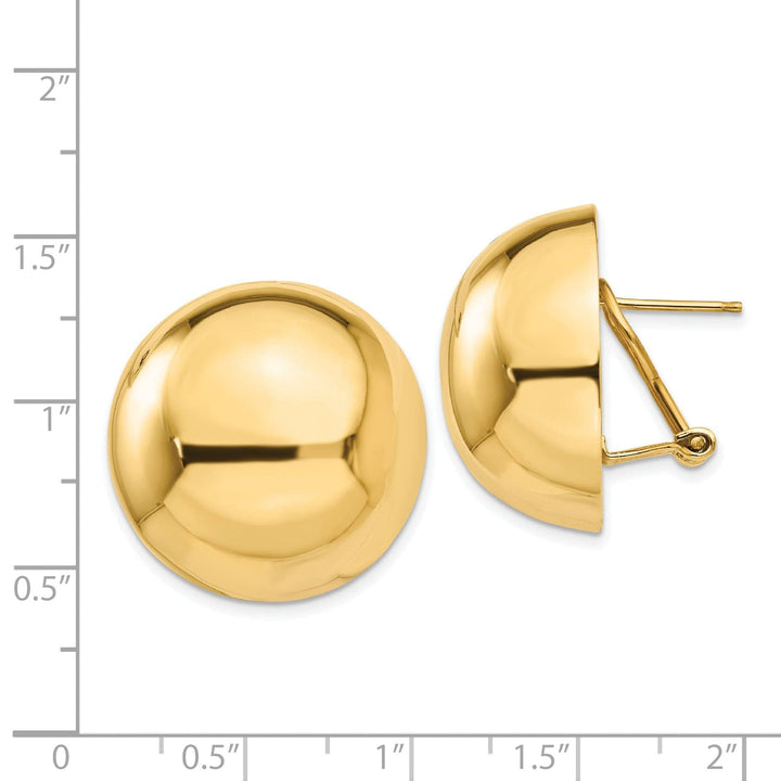 Lovely Rita's Earrings 14k Yellow Gold Polished Omega Clip Half Ball Earrings