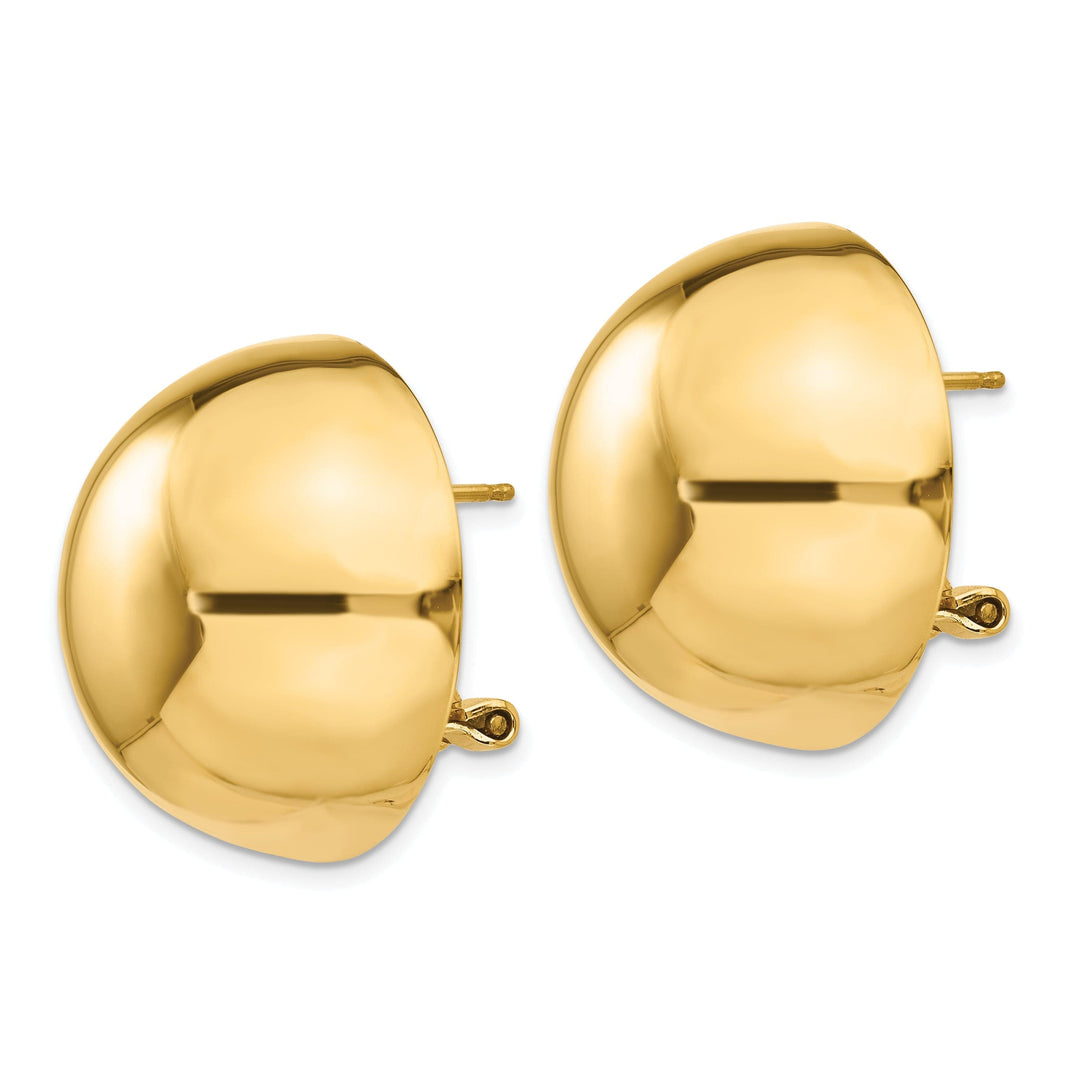 Lovely Rita's Earrings 14k Yellow Gold Polished Omega Clip Half Ball Earrings
