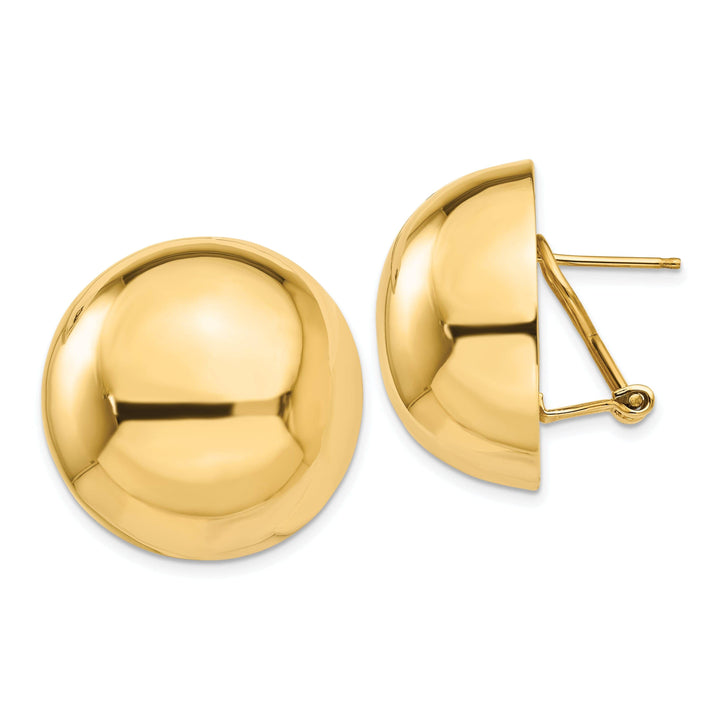 Lovely Rita's Earrings 14k Yellow Gold Polished Omega Clip Half Ball Earrings