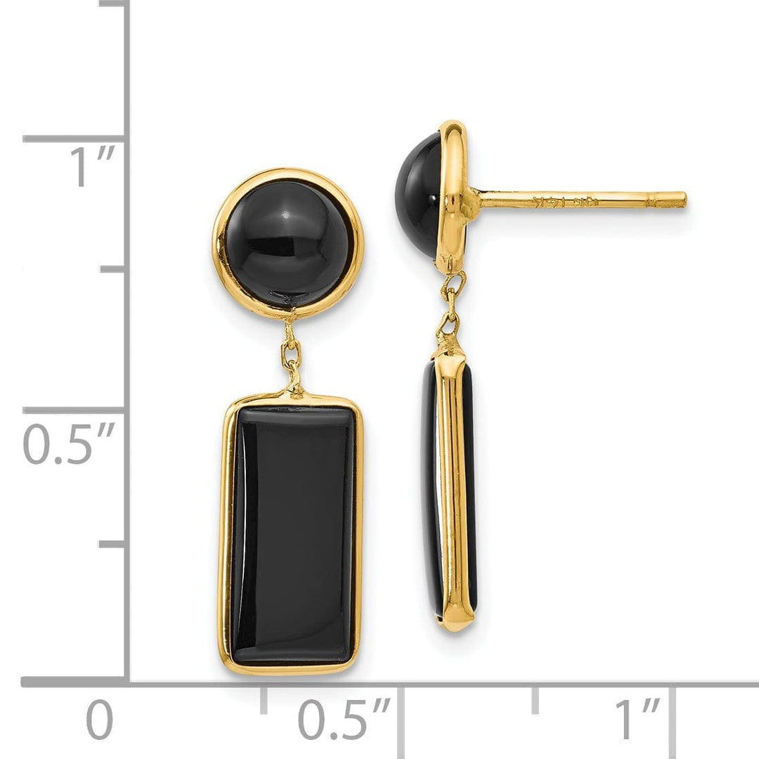 Lovely Rita's Earrings 14k Yellow Gold Polished Onyx Rectangle Earrings