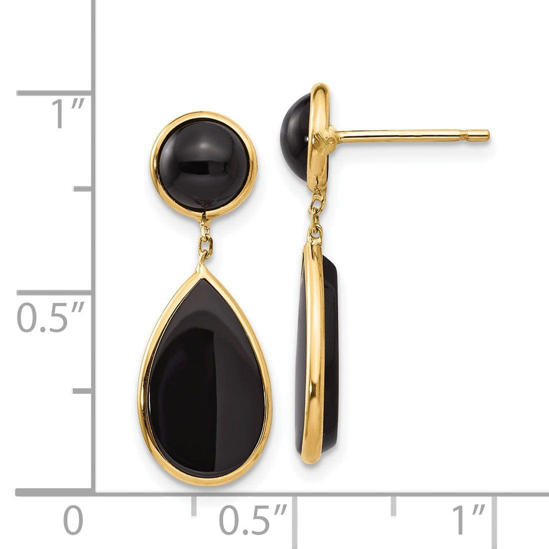 Lovely Rita's Earrings 14k Yellow Gold Polished Onyx Teardrop Earrings