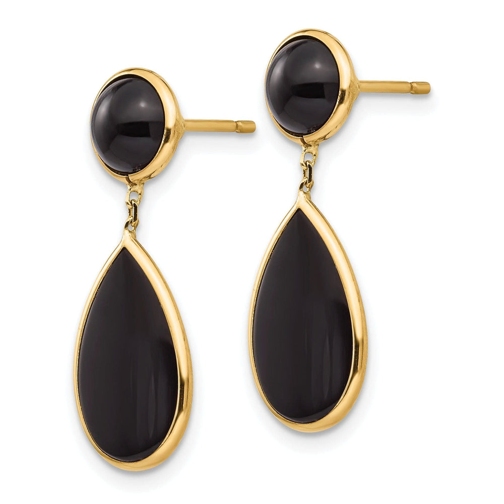 Lovely Rita's Earrings 14k Yellow Gold Polished Onyx Teardrop Earrings